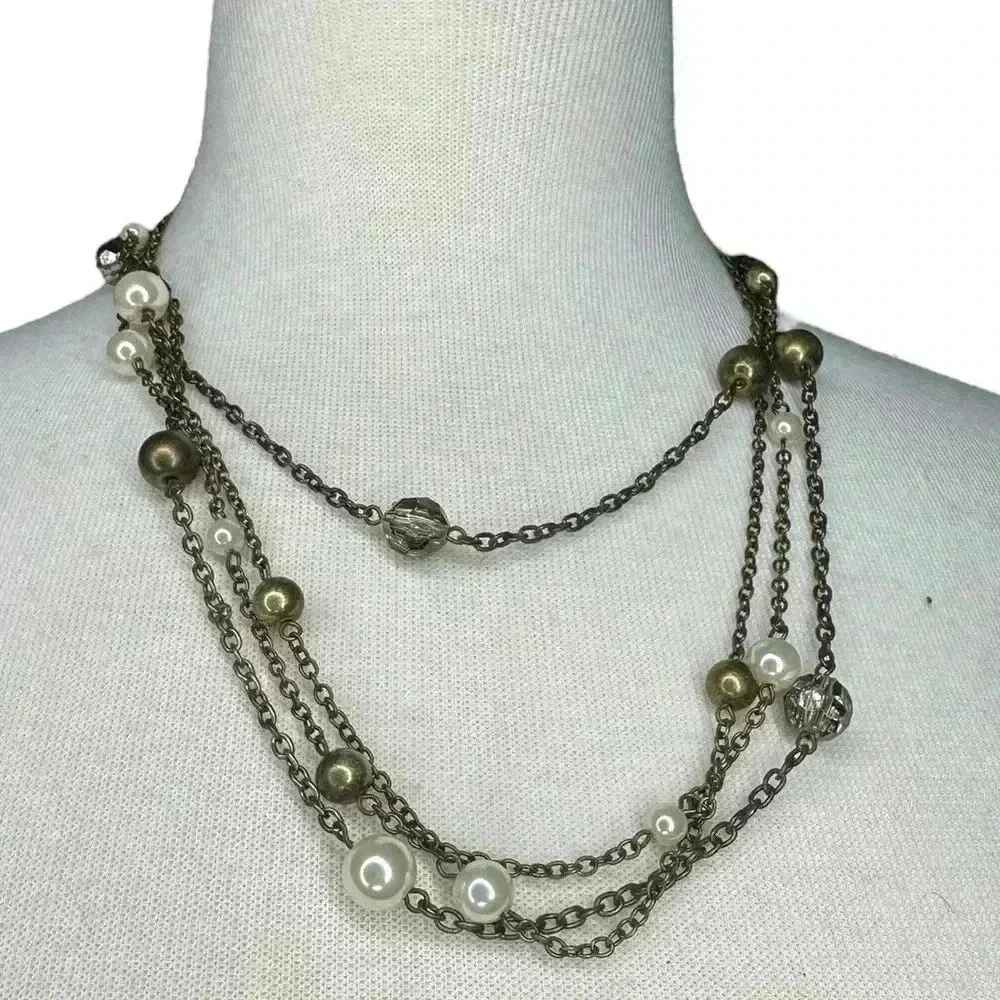 Long beaded sweater necklace women’s multi layered jewelry
